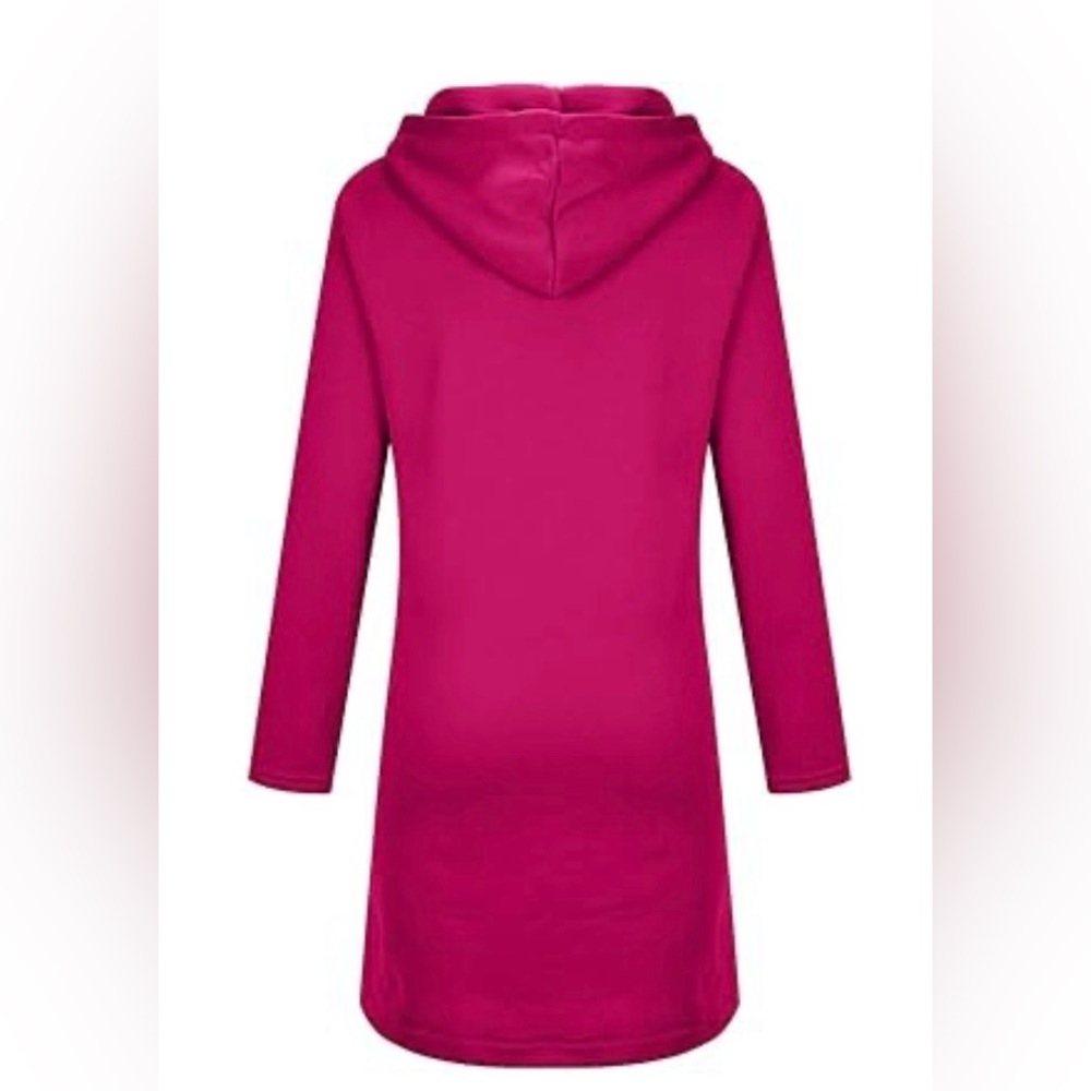 Women's Pink Hooded Zip-Up Mid-Length - Picture 3 of 4
